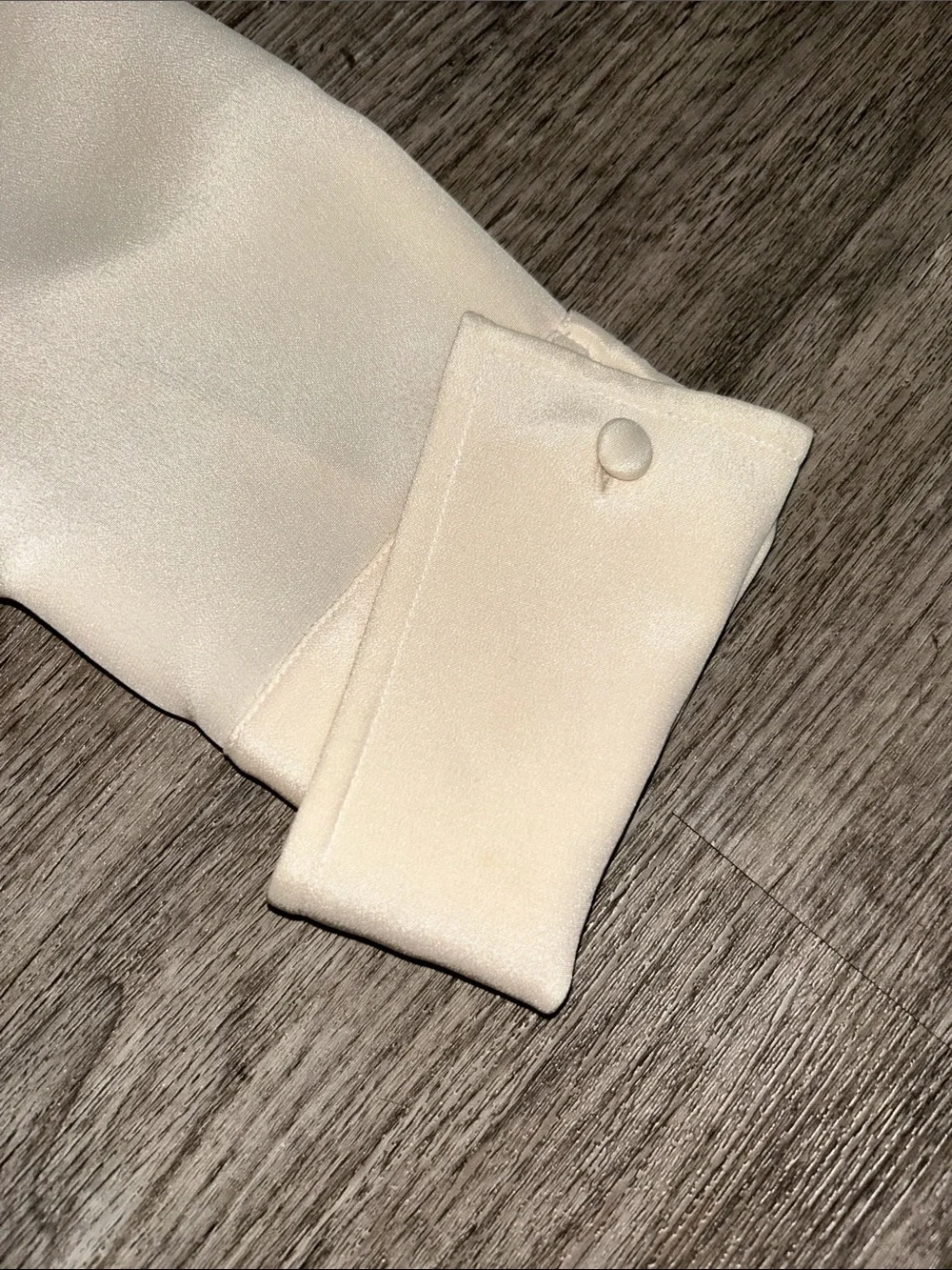 INC 100% Silk Ivory Covered Button Satin Blouse Women’s Size 10 Career